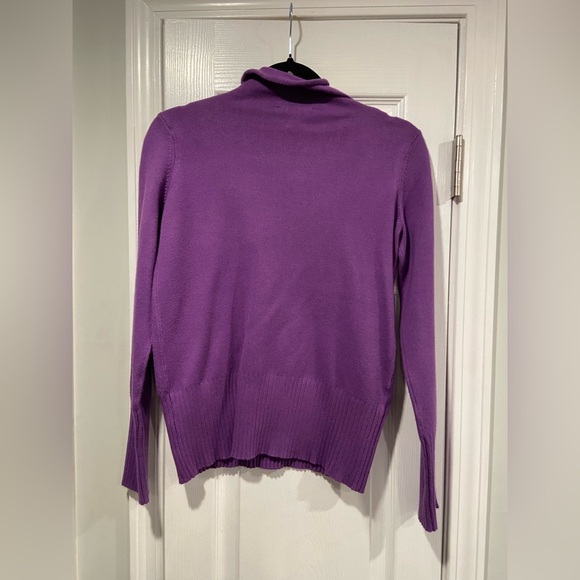French Connection Size S Purple Rolled Mock Neck Long Sleeve Pullover Sweater - Picture 6 of 11